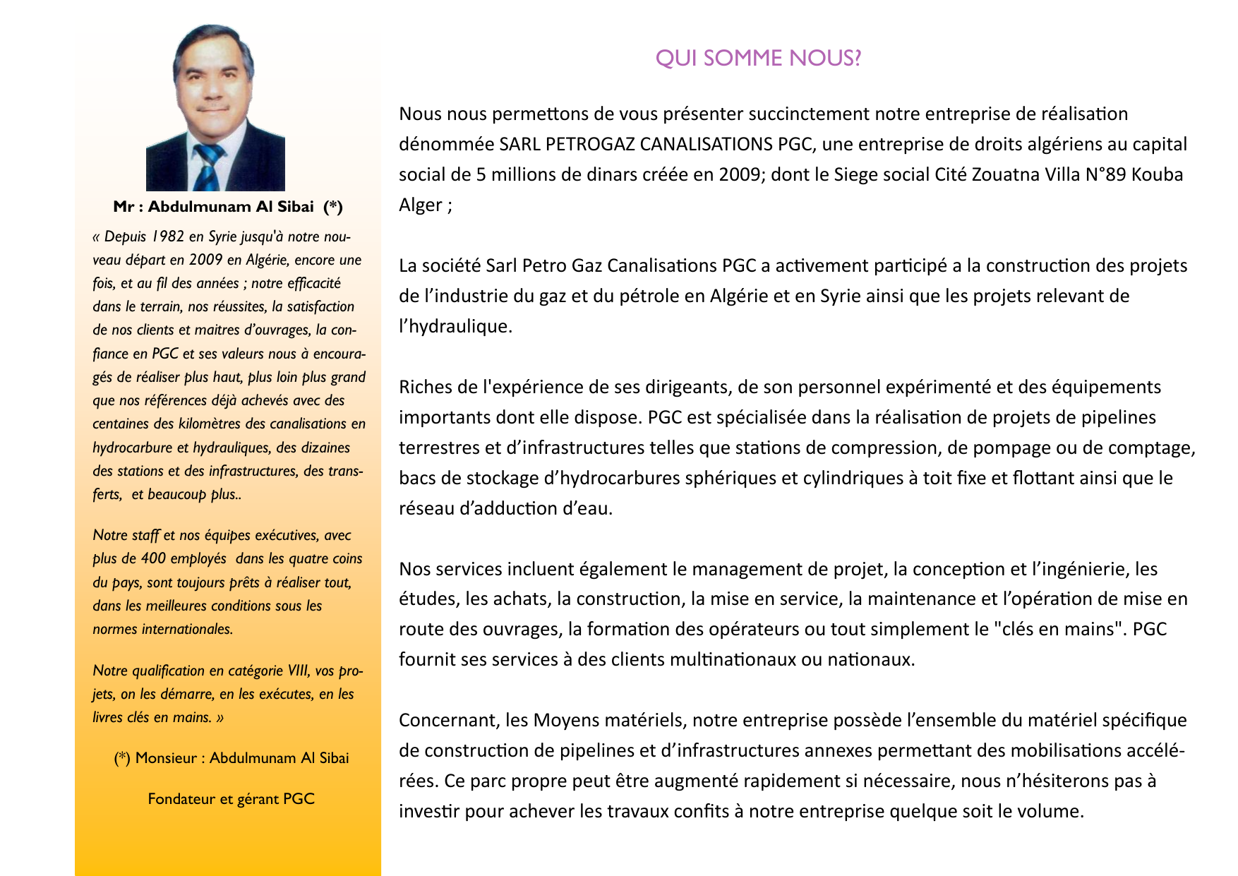 Présentation PGC dans la brochure