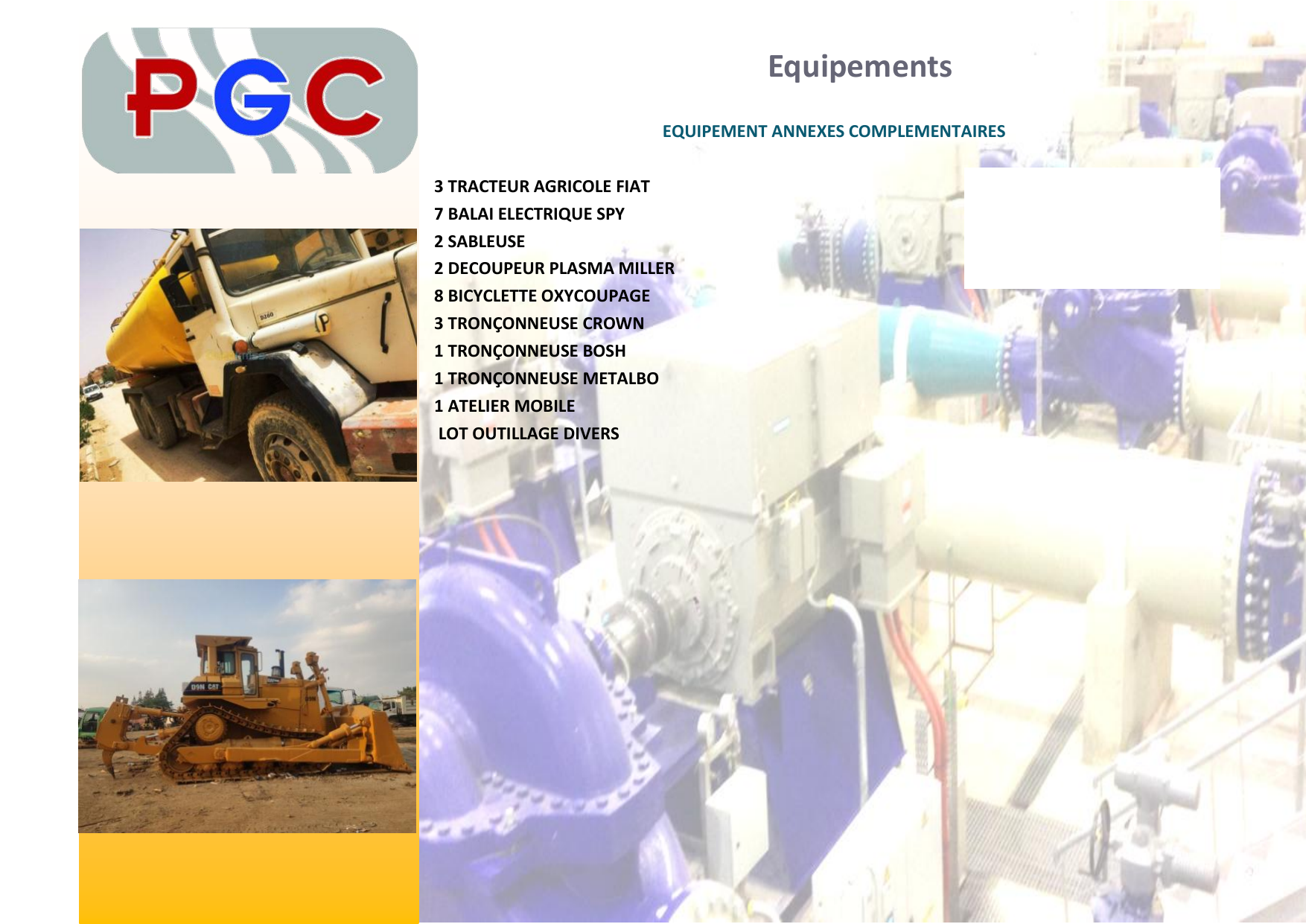 Équipements annexes PGC